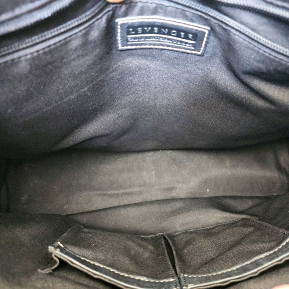 Levenger Black Pebble Leather Briefcase Computer Bag with Shoulder Straps - Picture 13 of 13